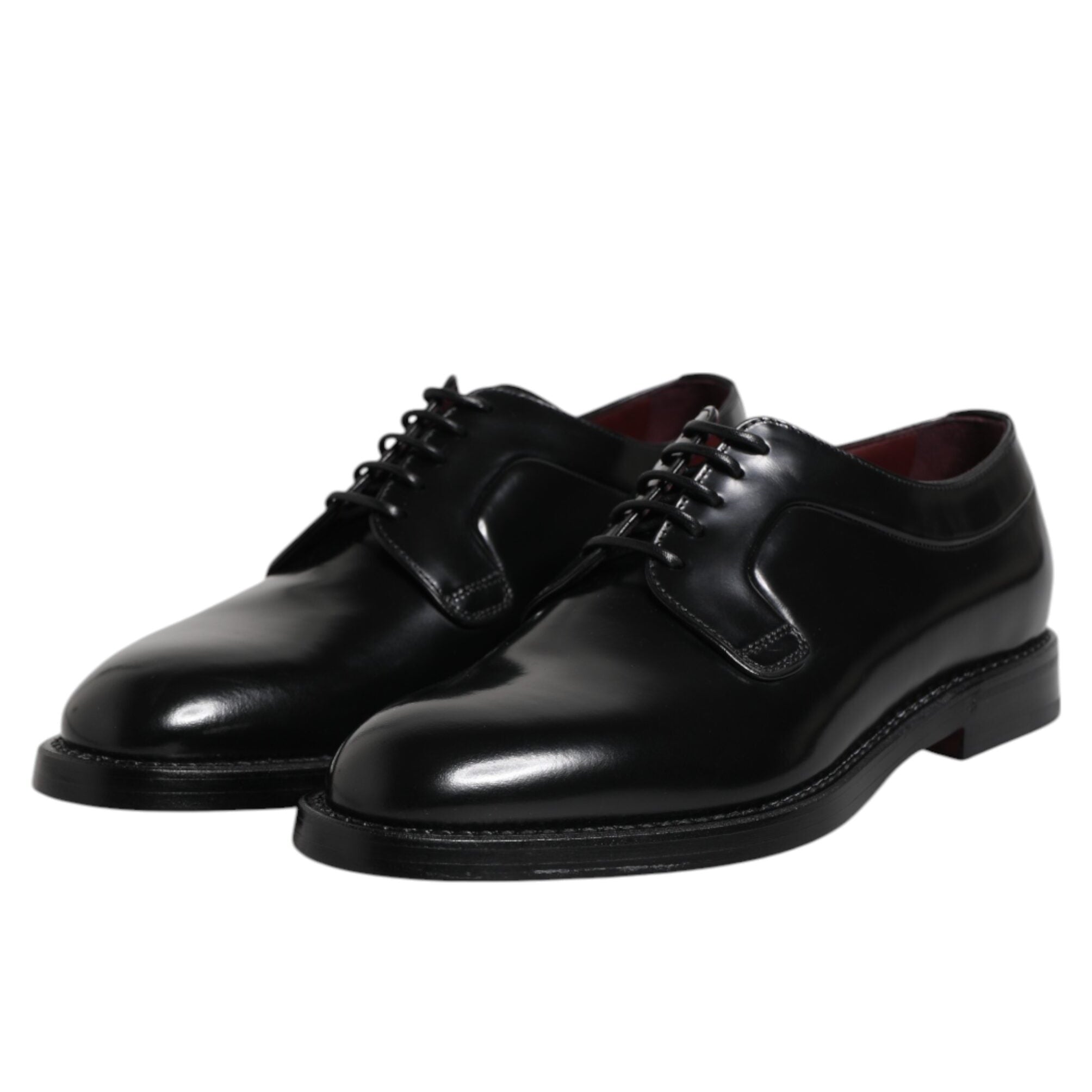 Dolce & Gabbana Black Leather Lace Up Formal Derby Shoes