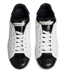 White sneakers with black accents on a white background