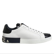 White sneaker with black accents on a white background
