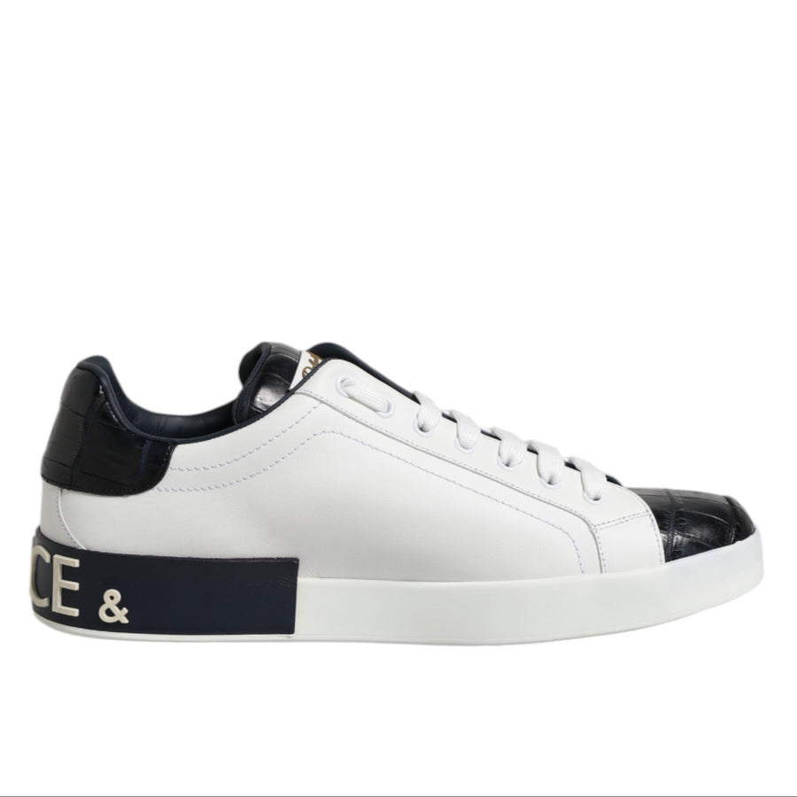 White sneaker with black accents on a white background