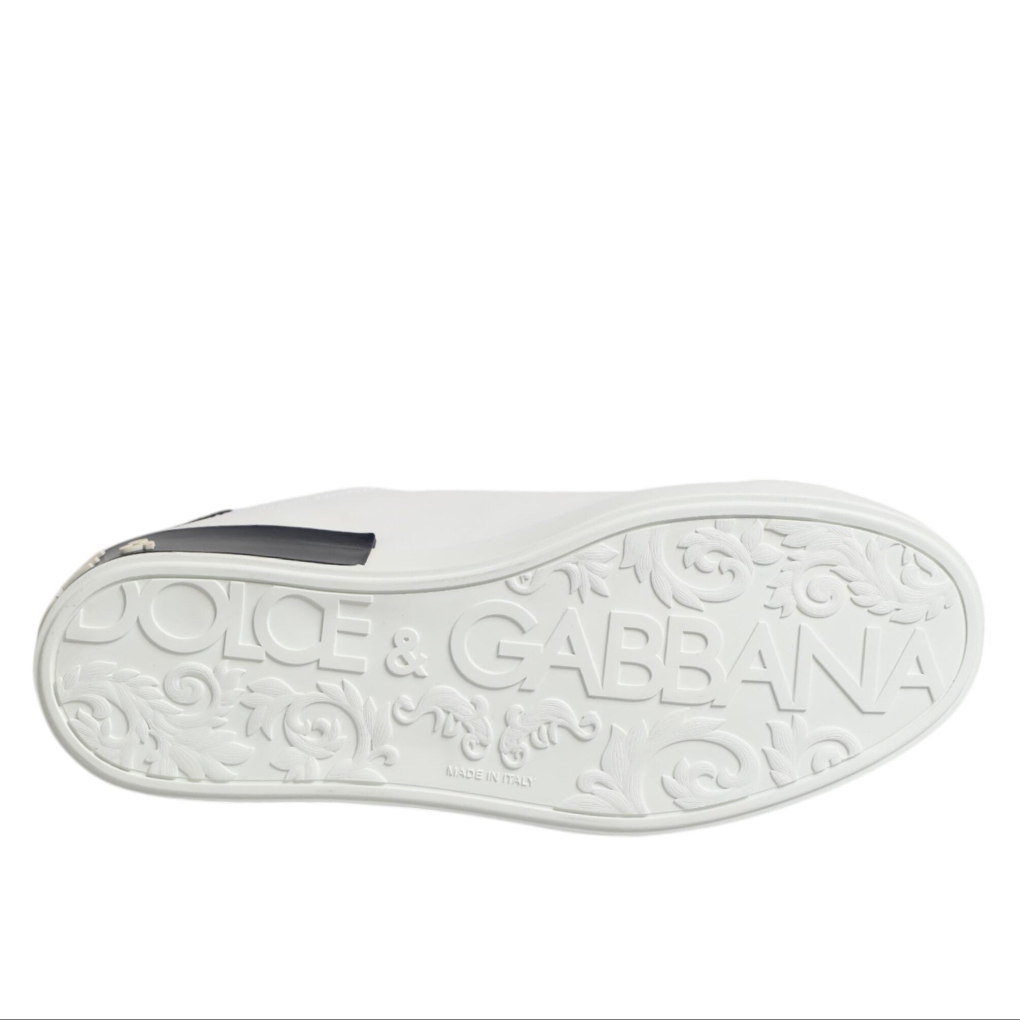 Dolce & Gabbana White & Black Crocodile Portofino Men's Sneaker