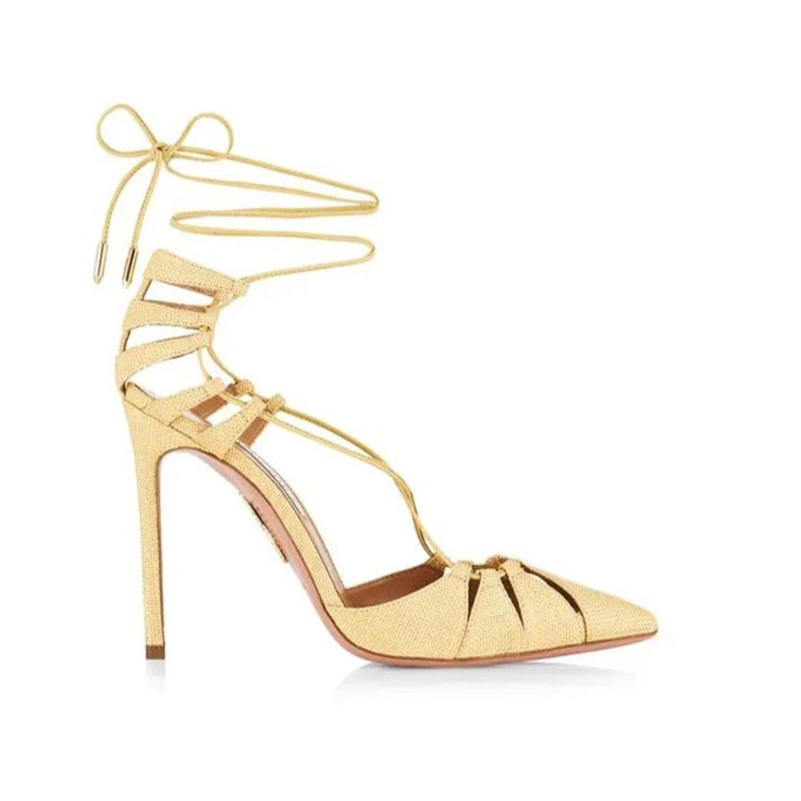 Aquazzura Aquazzurra Bellissima Woven Raffia Stiletto Sandals