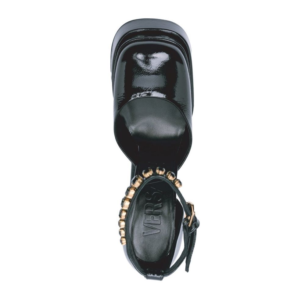 Versace Black Patent Leather Platform Sandals