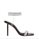 Amina Muaddi Black Crystals Sandal