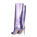 Purple knee-high boots on a white background