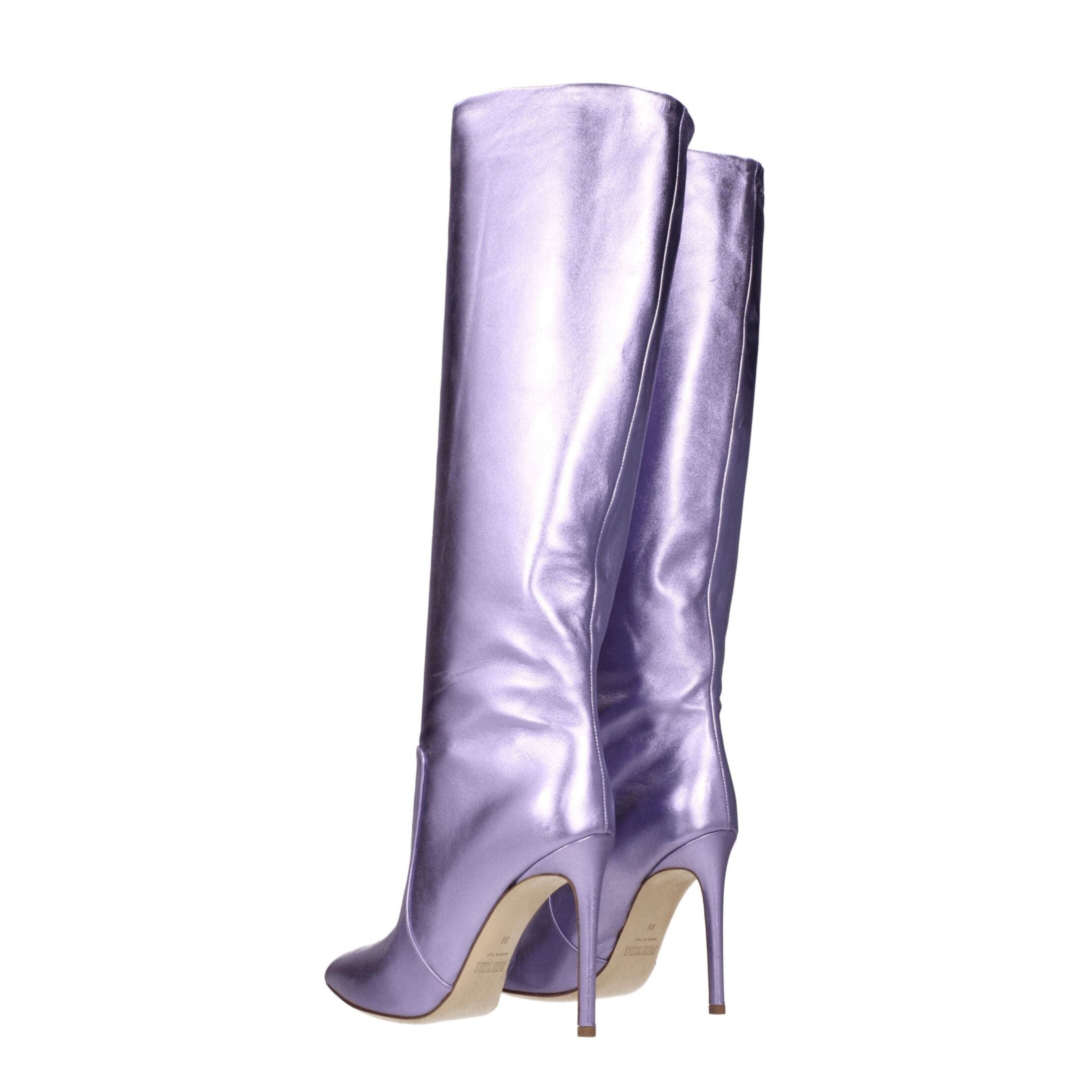 Purple knee-high boots on a white background