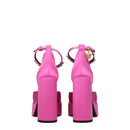 Versace Pink Satin Sandal with Crystal strap