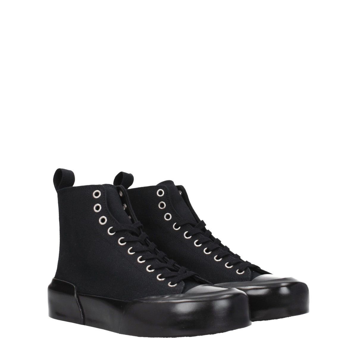 Jil Sander Black Fabric High Top Sneakers