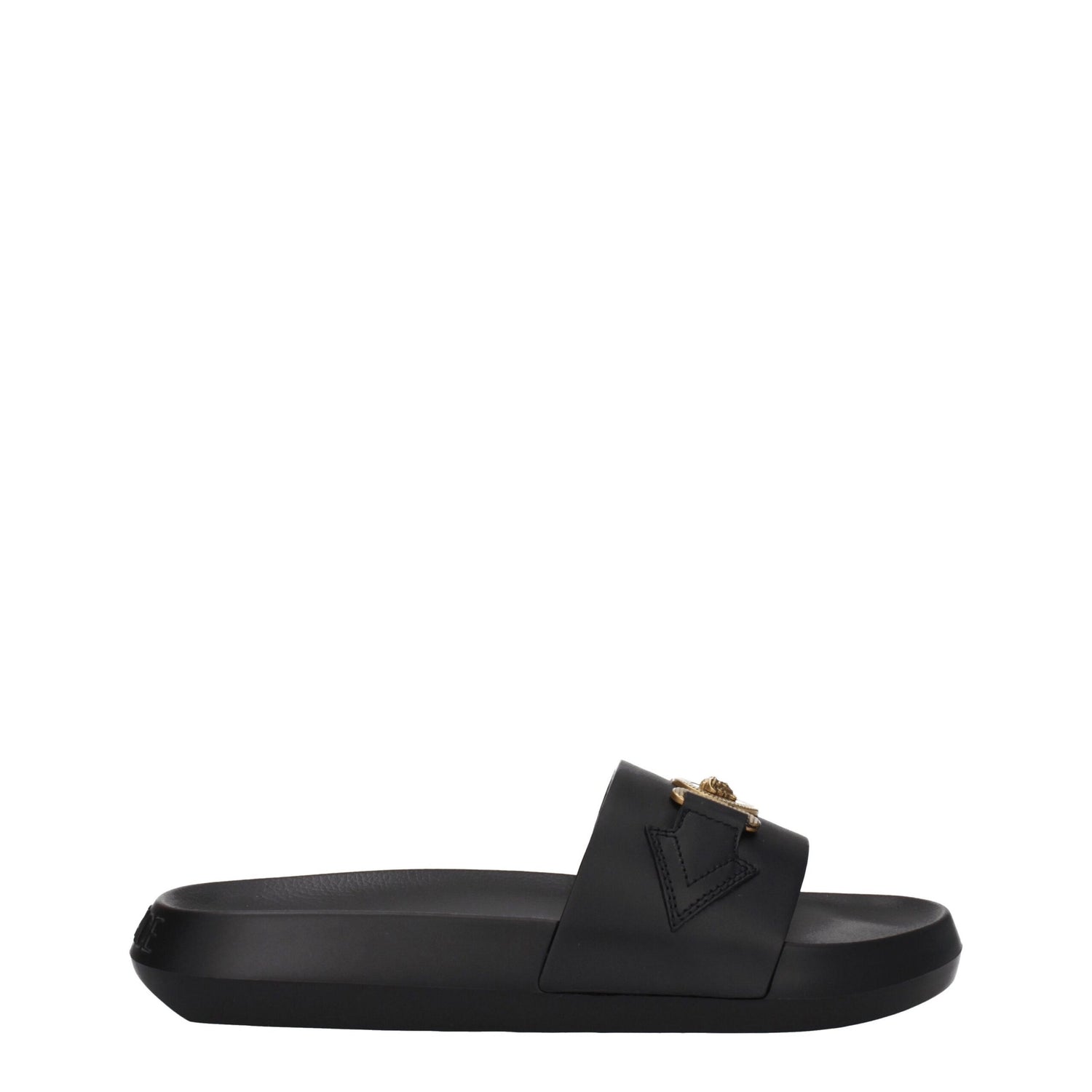 Versace Black Leather Slides