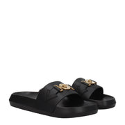 Versace Black Leather Slides