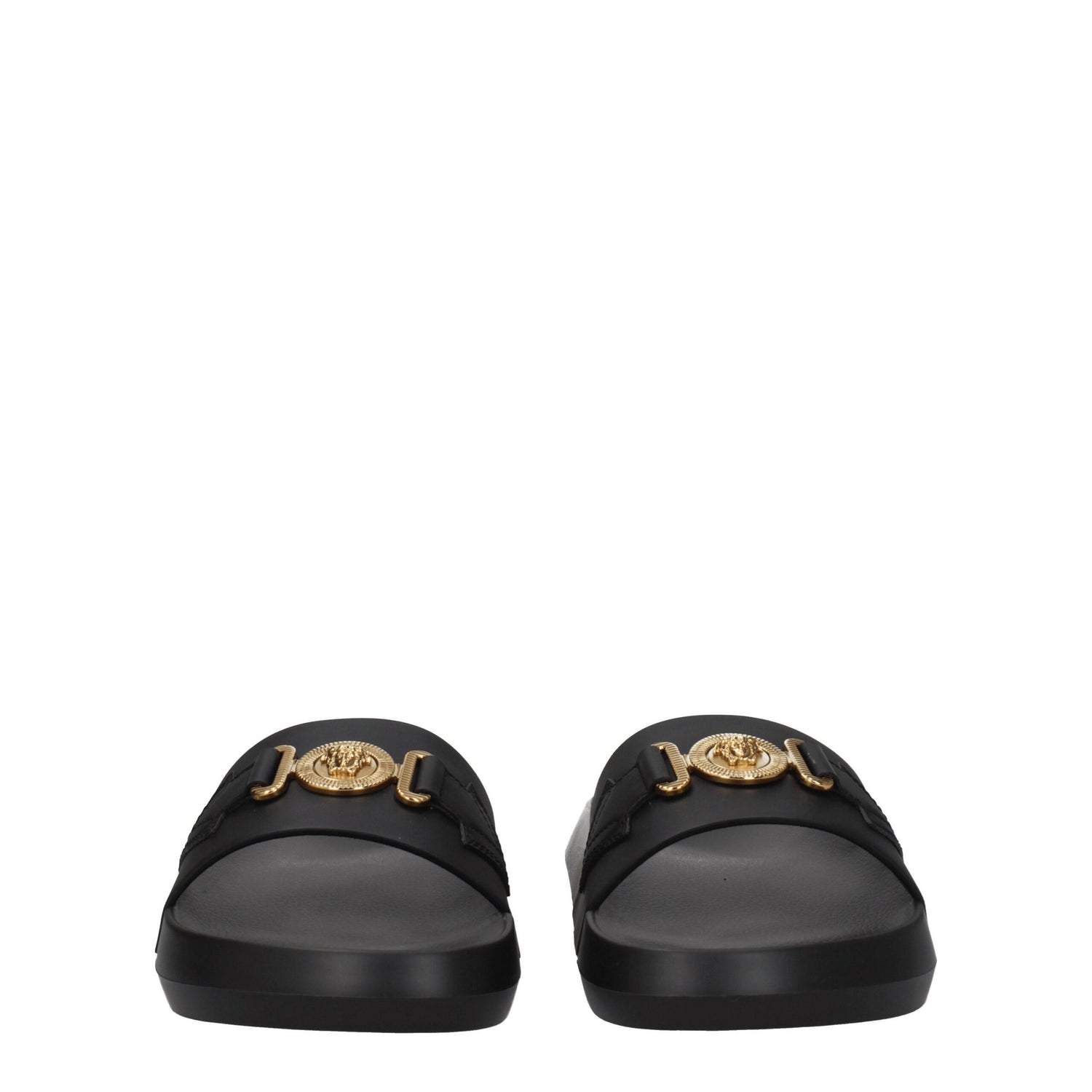 Versace Black Leather Slides