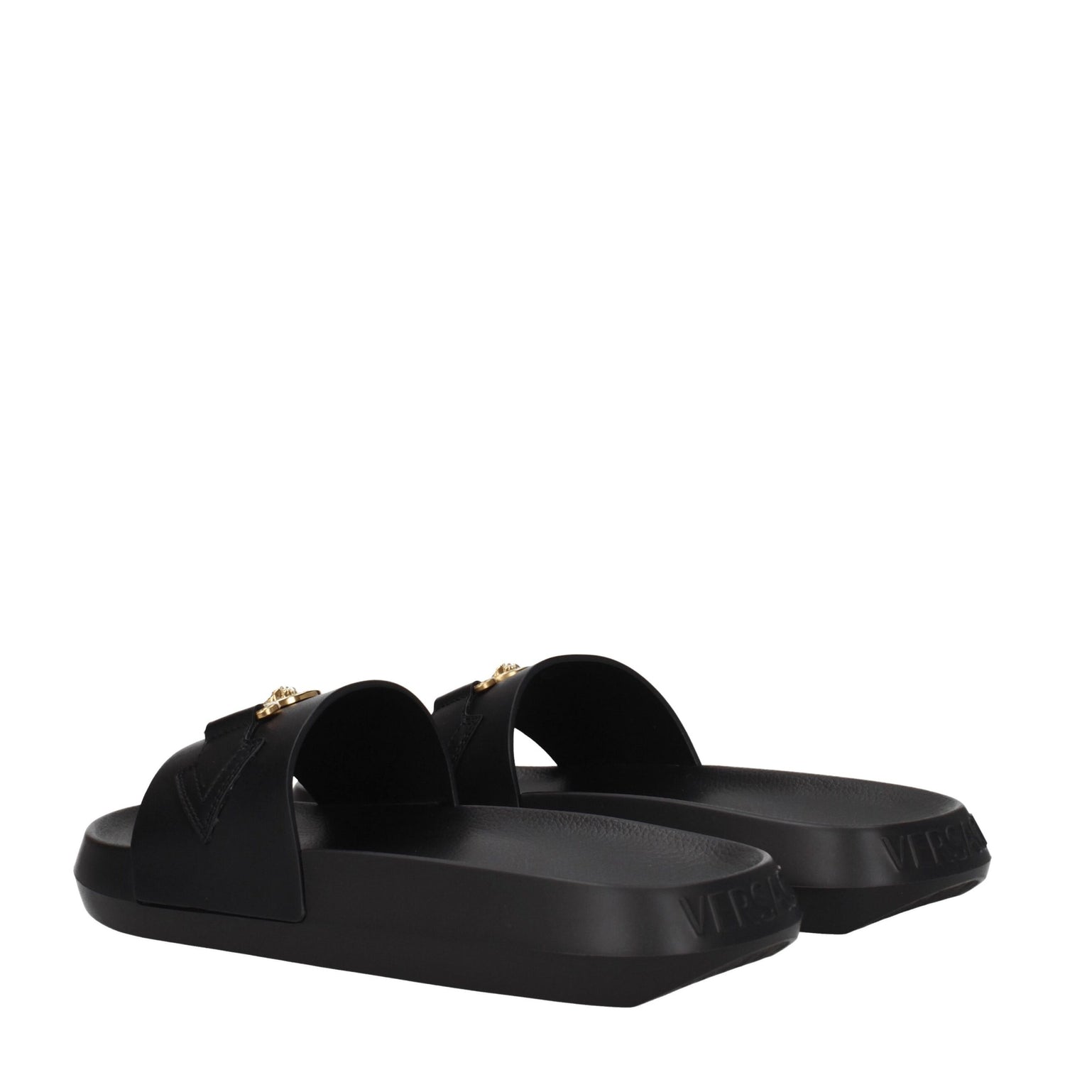 Versace Black Leather Slides