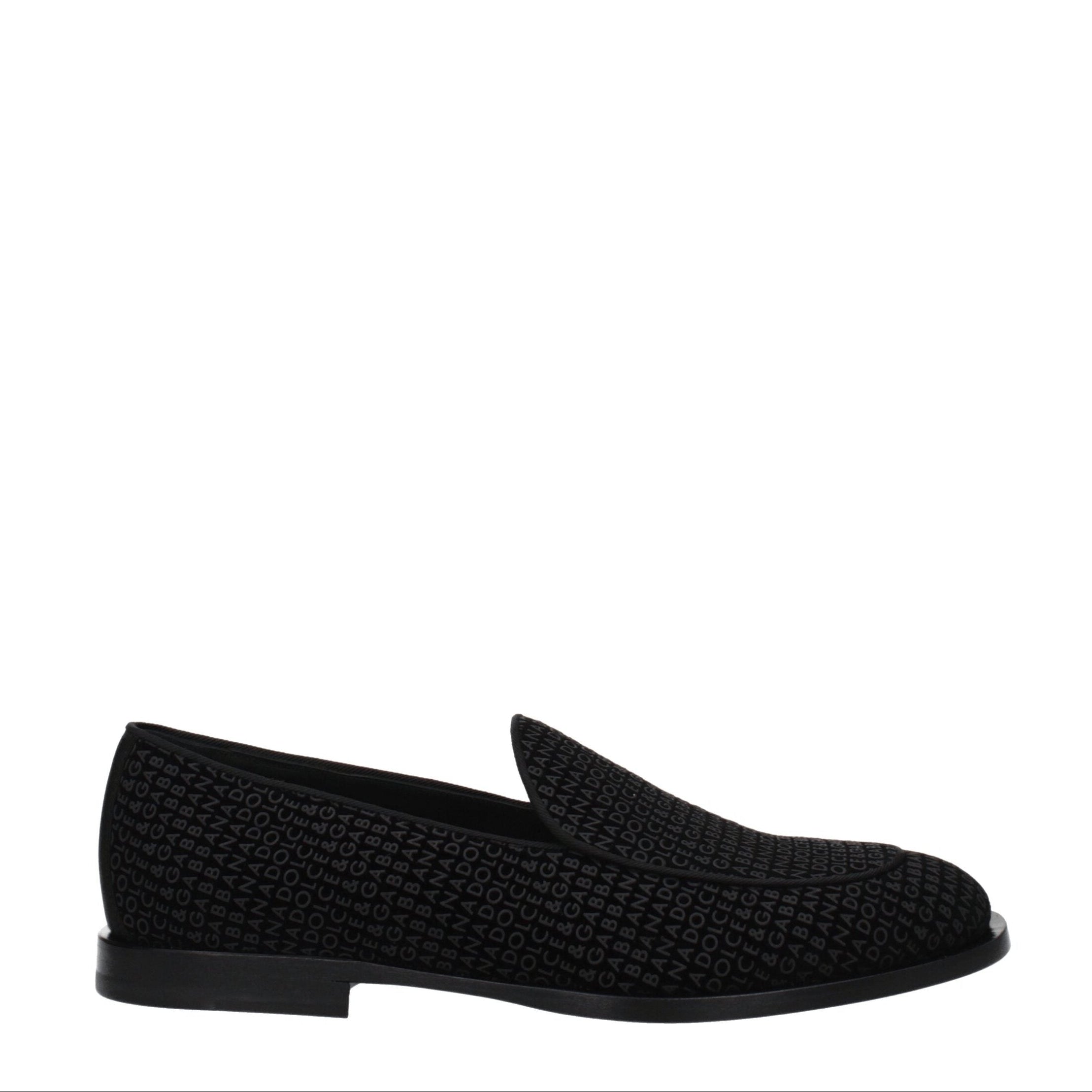 Dolce & Gabbana Black Velvet Slip-On Loafers