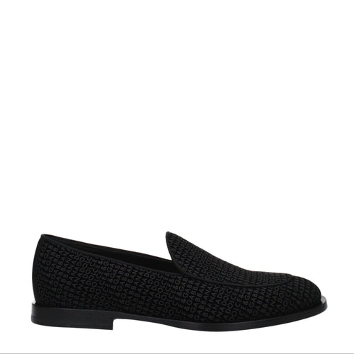 Dolce & Gabbana Black Velvet Slip-On Loafers