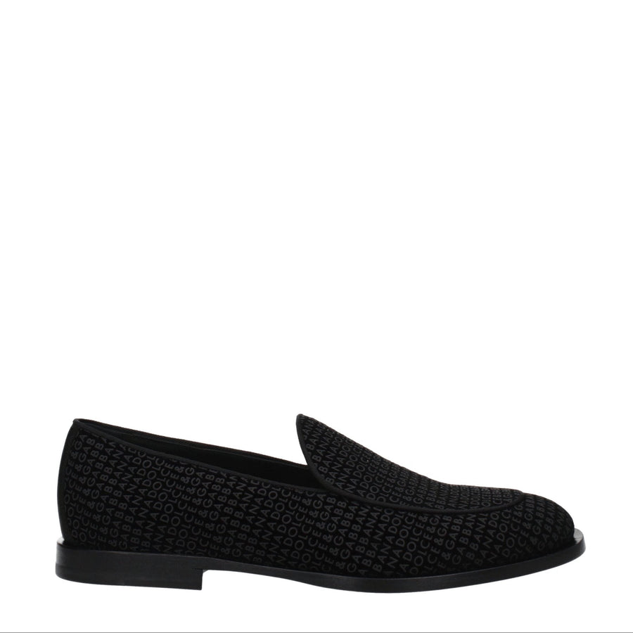 Dolce & Gabbana Black Velvet Slip-On Loafers