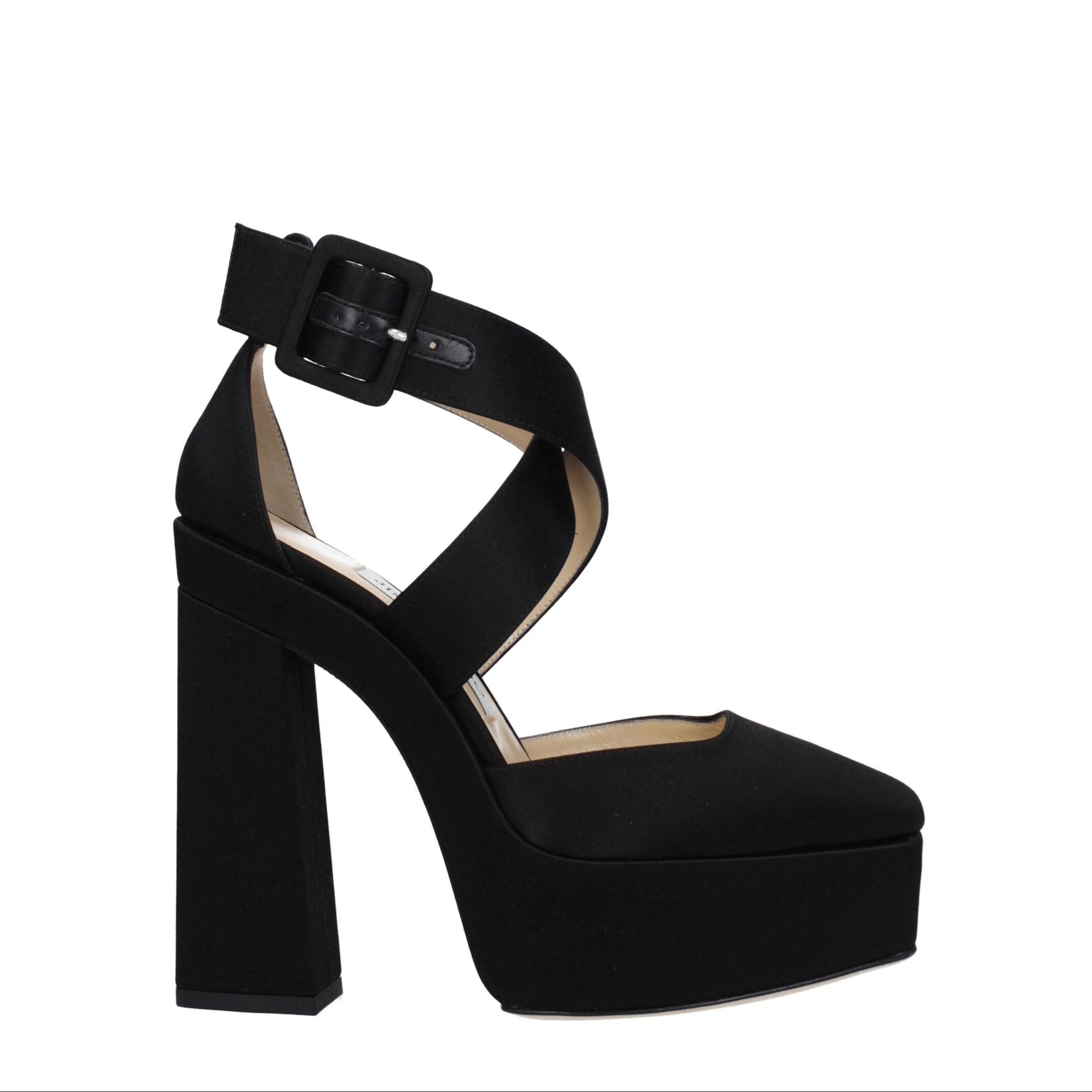Jimmy Choo Black Satin Platform Heel