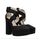 Jimmy Choo Black Satin Platform Heel