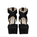 Jimmy Choo Black Satin Platform Heel