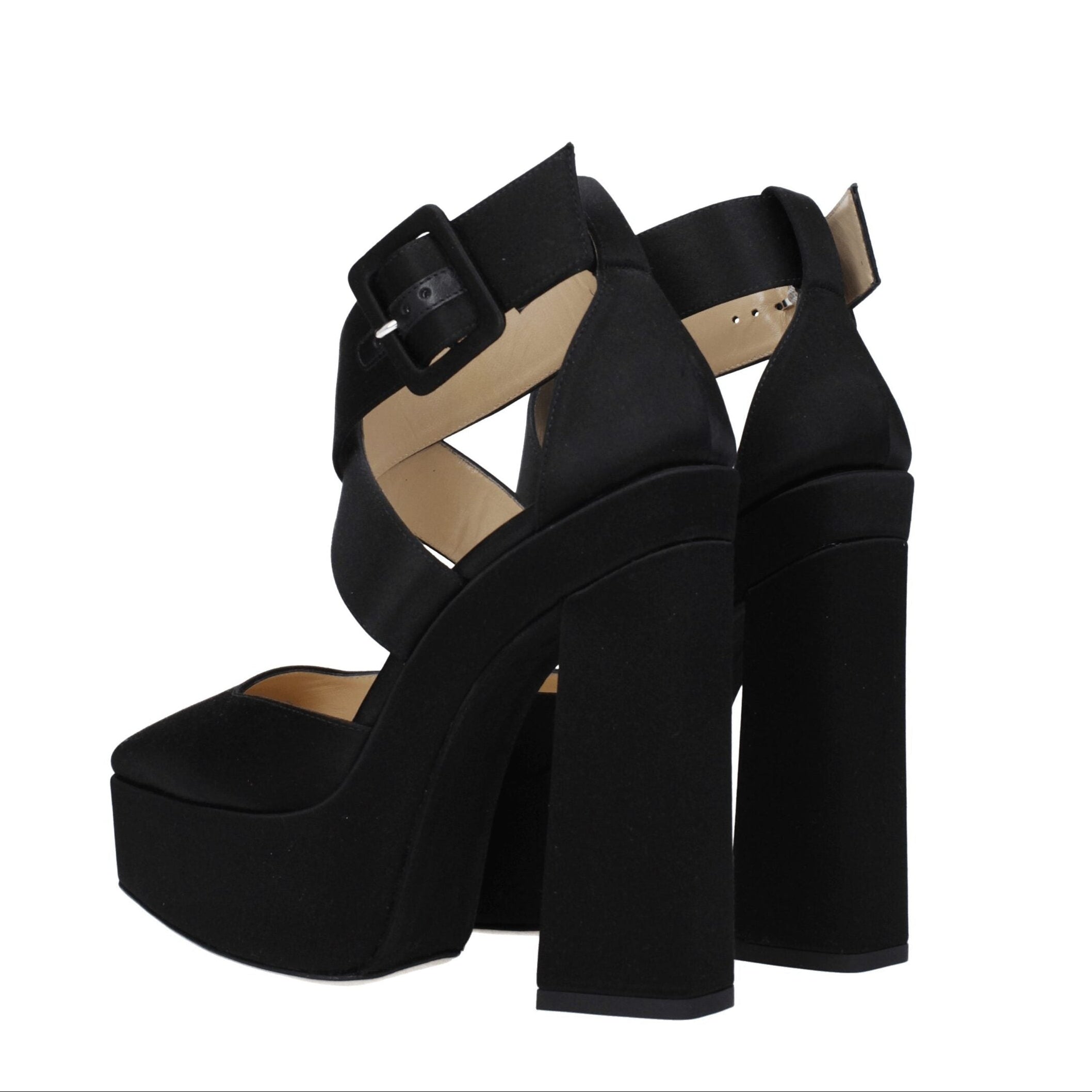 Jimmy Choo Black Satin Platform Heel