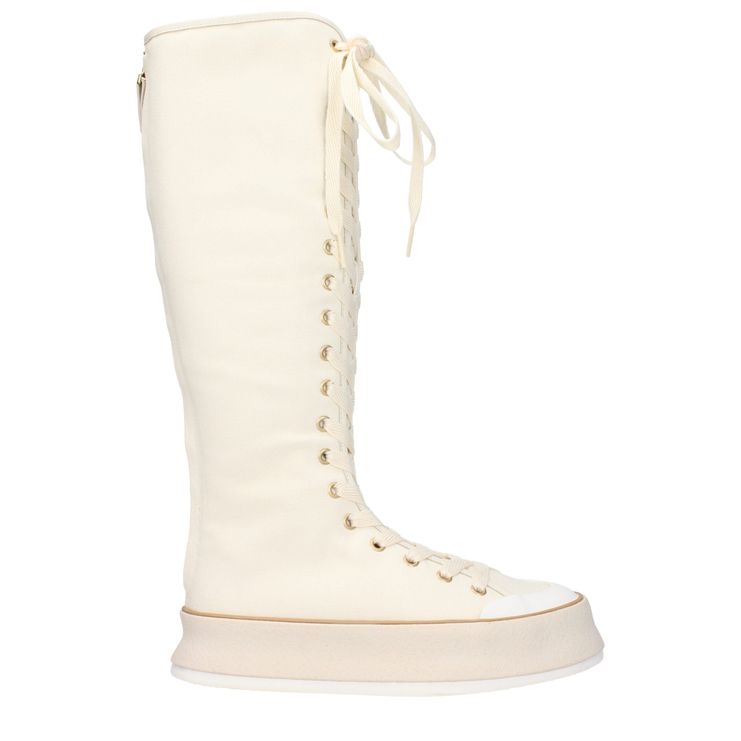 Max Mara Beige Canvas Knee High Boot