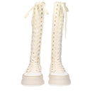 Max Mara Beige Canvas Knee High Boot