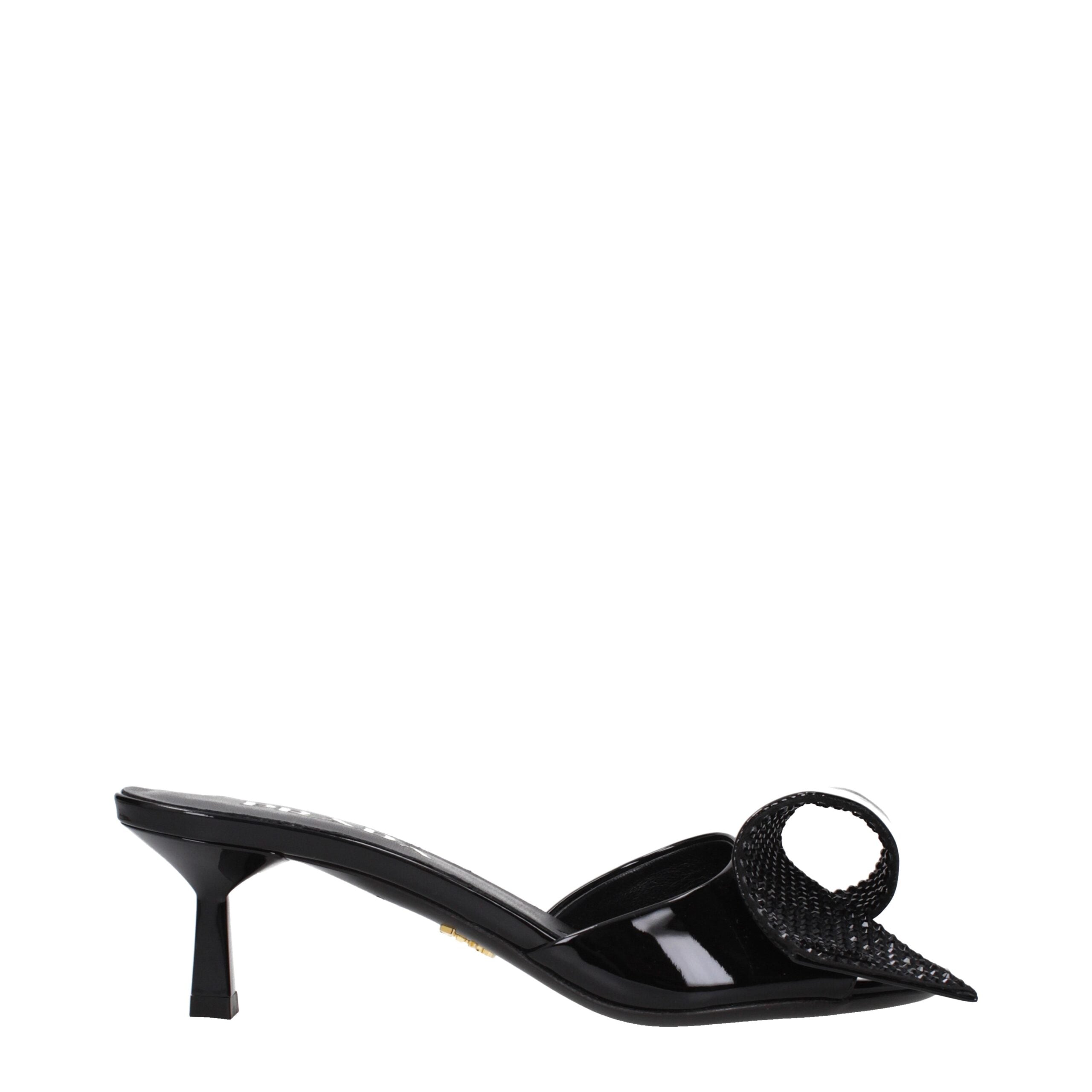 Prada Black Patent Leather Sandals