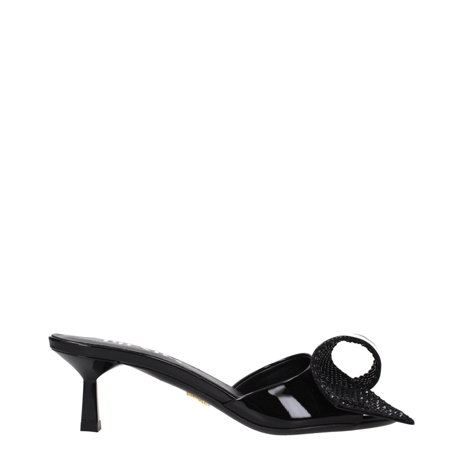 Prada Black Patent Leather Sandals
