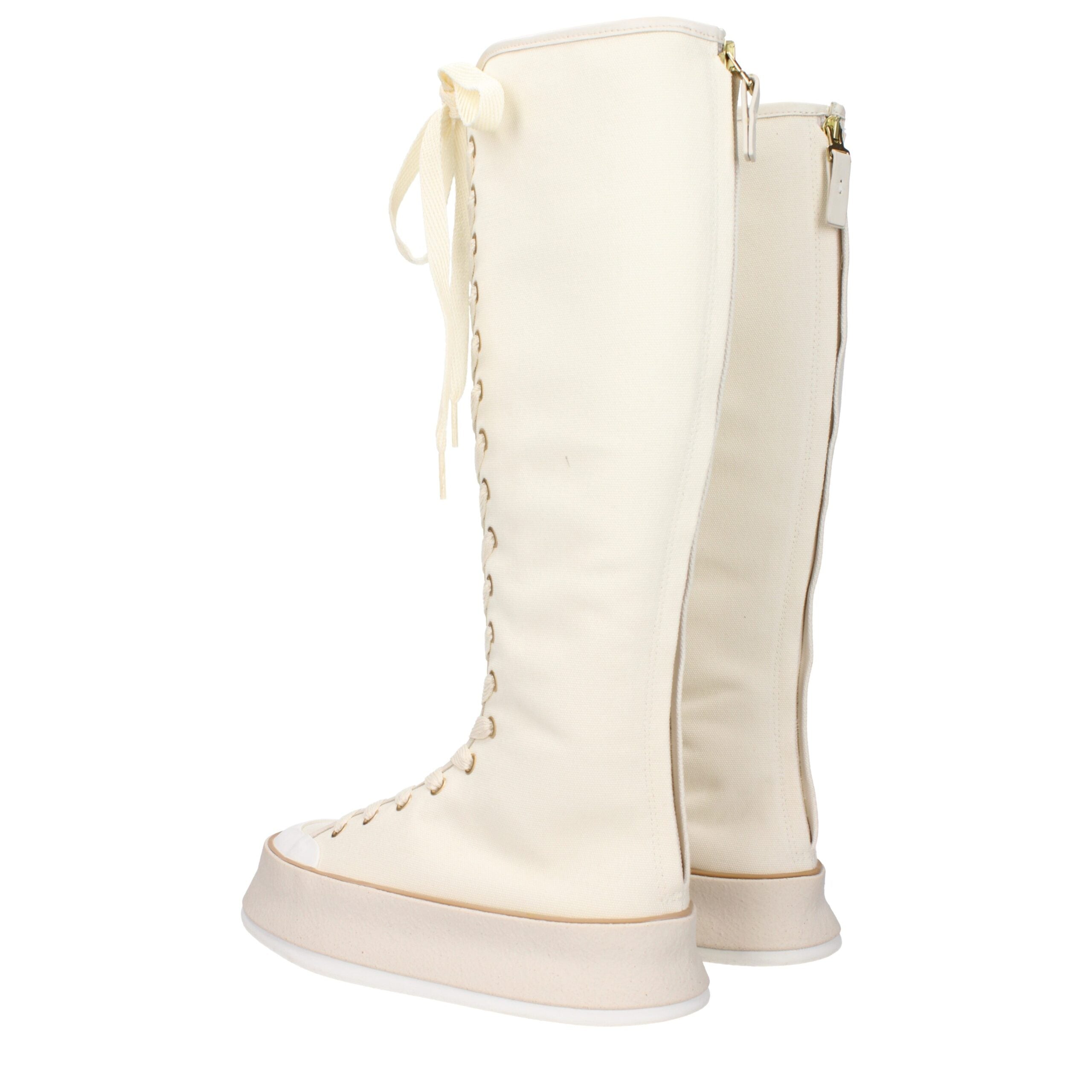 Max Mara Beige Canvas Knee High Boot