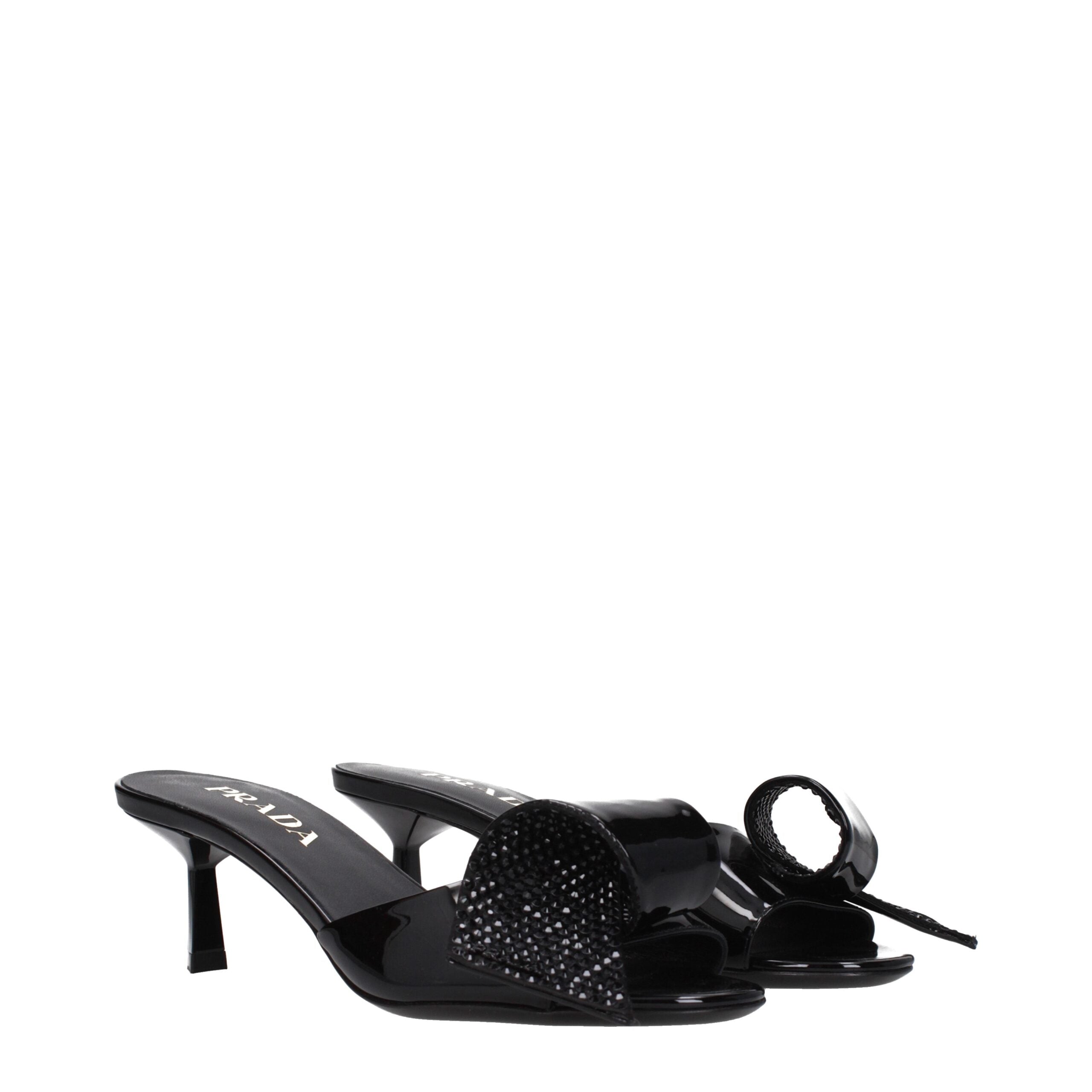 Prada Black Patent Leather Sandals