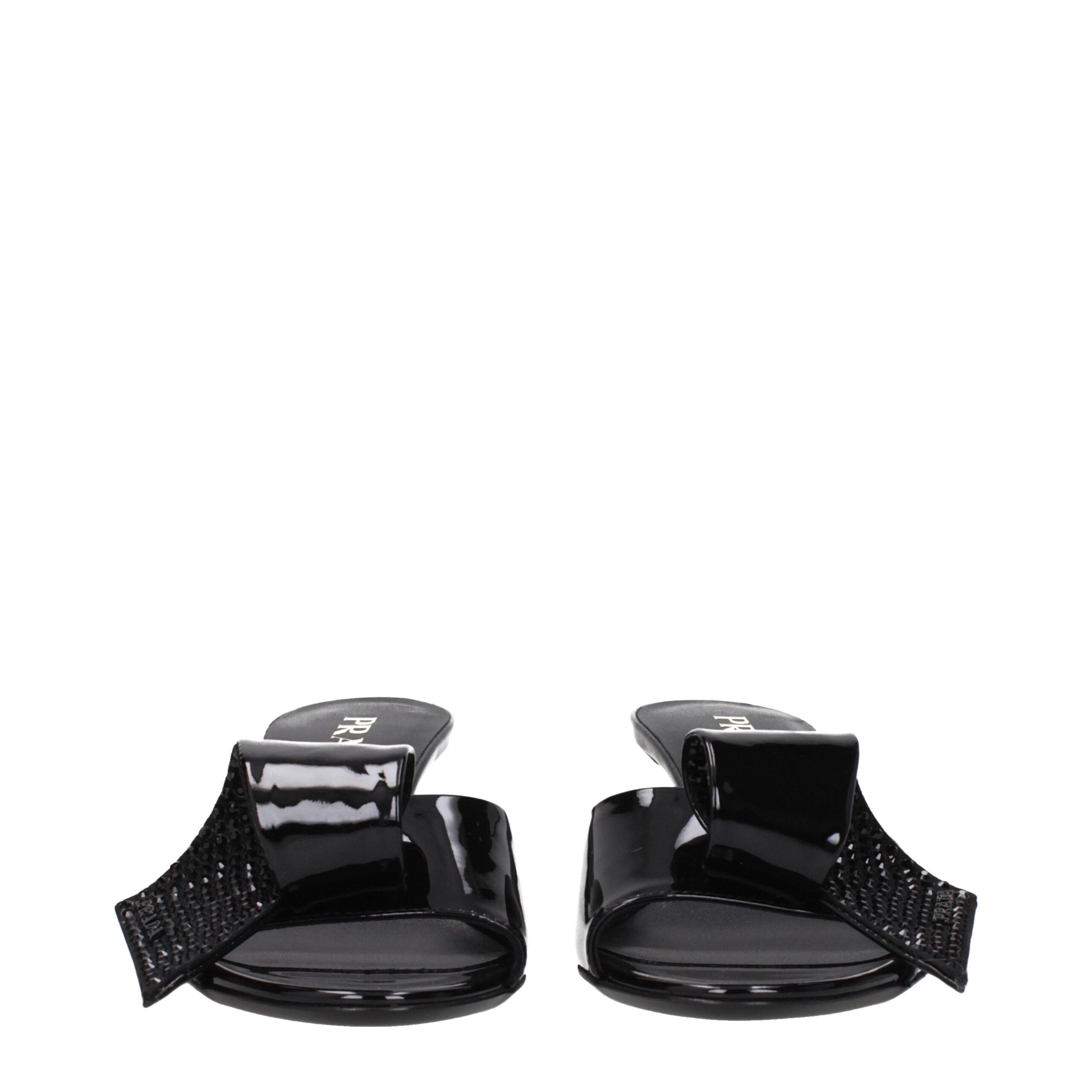 Prada Black Patent Leather Sandals