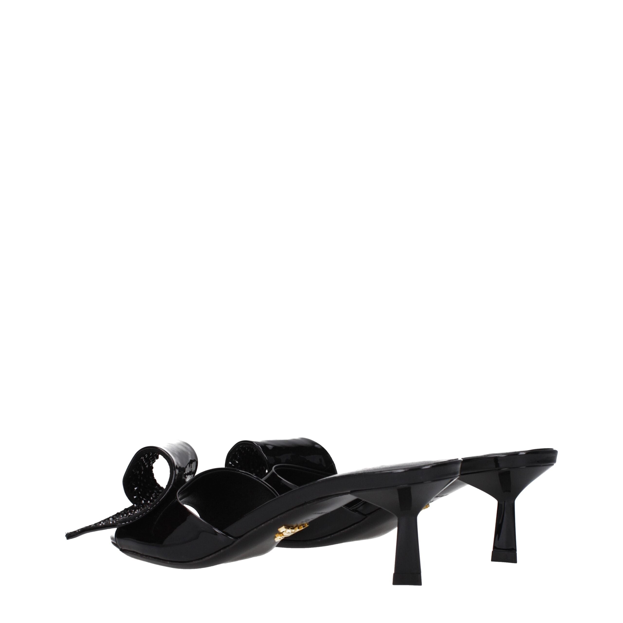 Prada Black Patent Leather Sandals