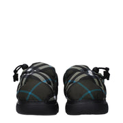 Burberry Green Fabric Slip-On Loafers