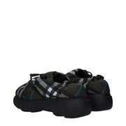 Burberry Green Fabric Slip-On Loafers
