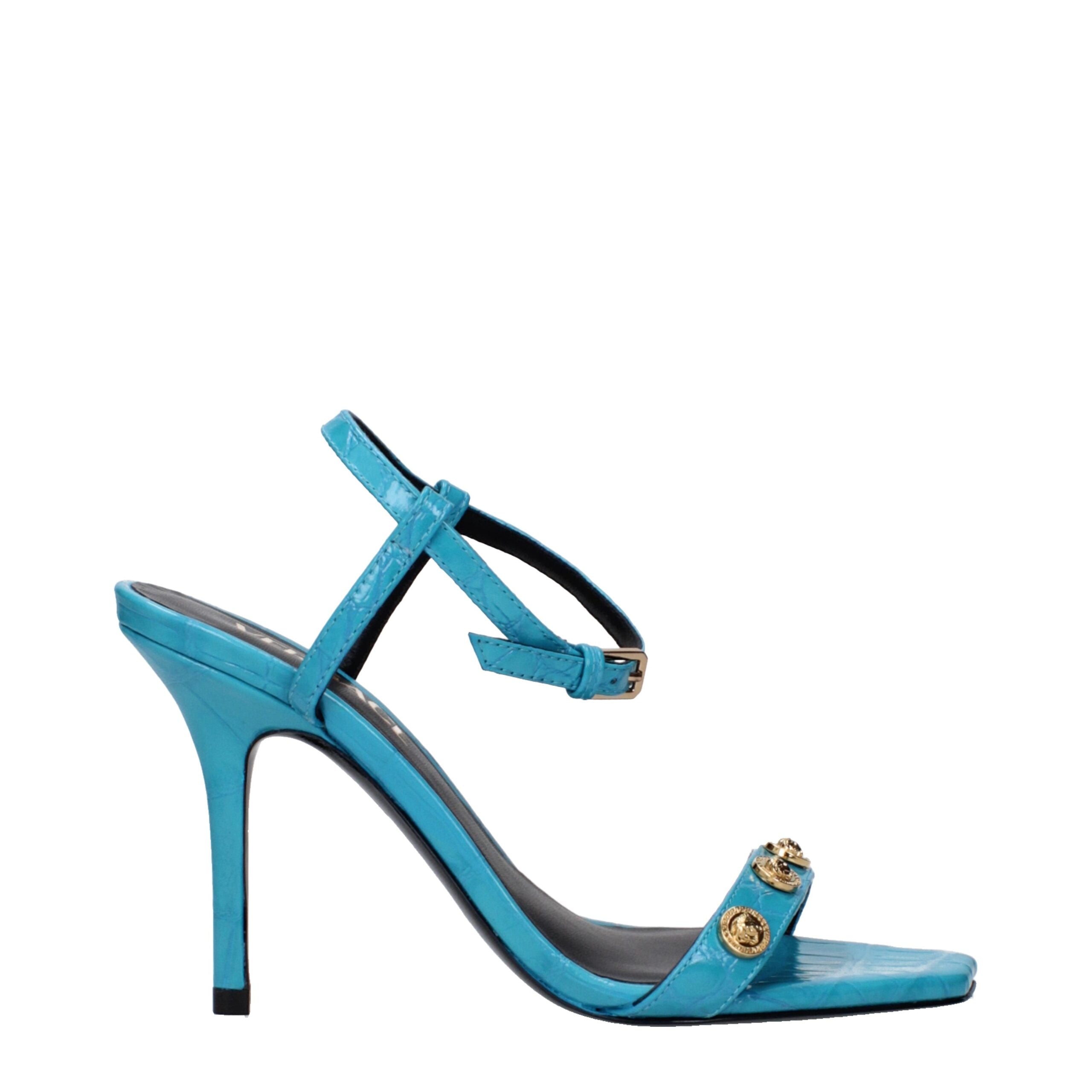 Versace Blue Leather Medusa Sandal