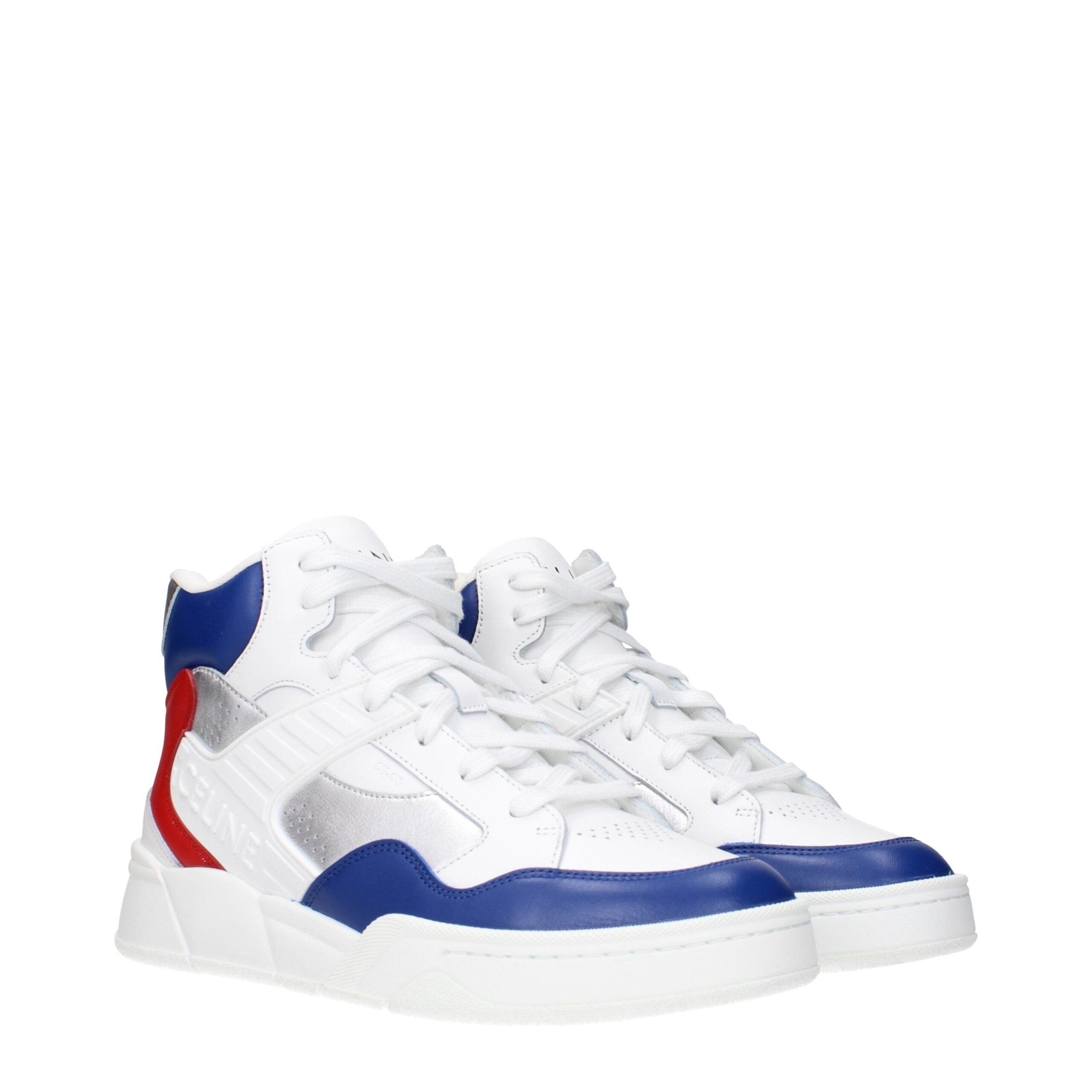 Celine White & Blue Leather Sneakers