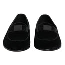 Dolce & Gabbana Black Velvet Detailed Formal Loafers