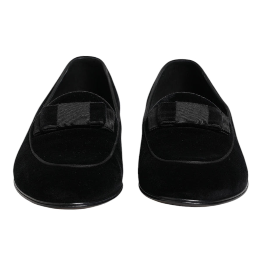 Dolce & Gabbana Black Velvet Formal Loafers