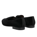Dolce & Gabbana Black Velvet Detailed Formal Loafers