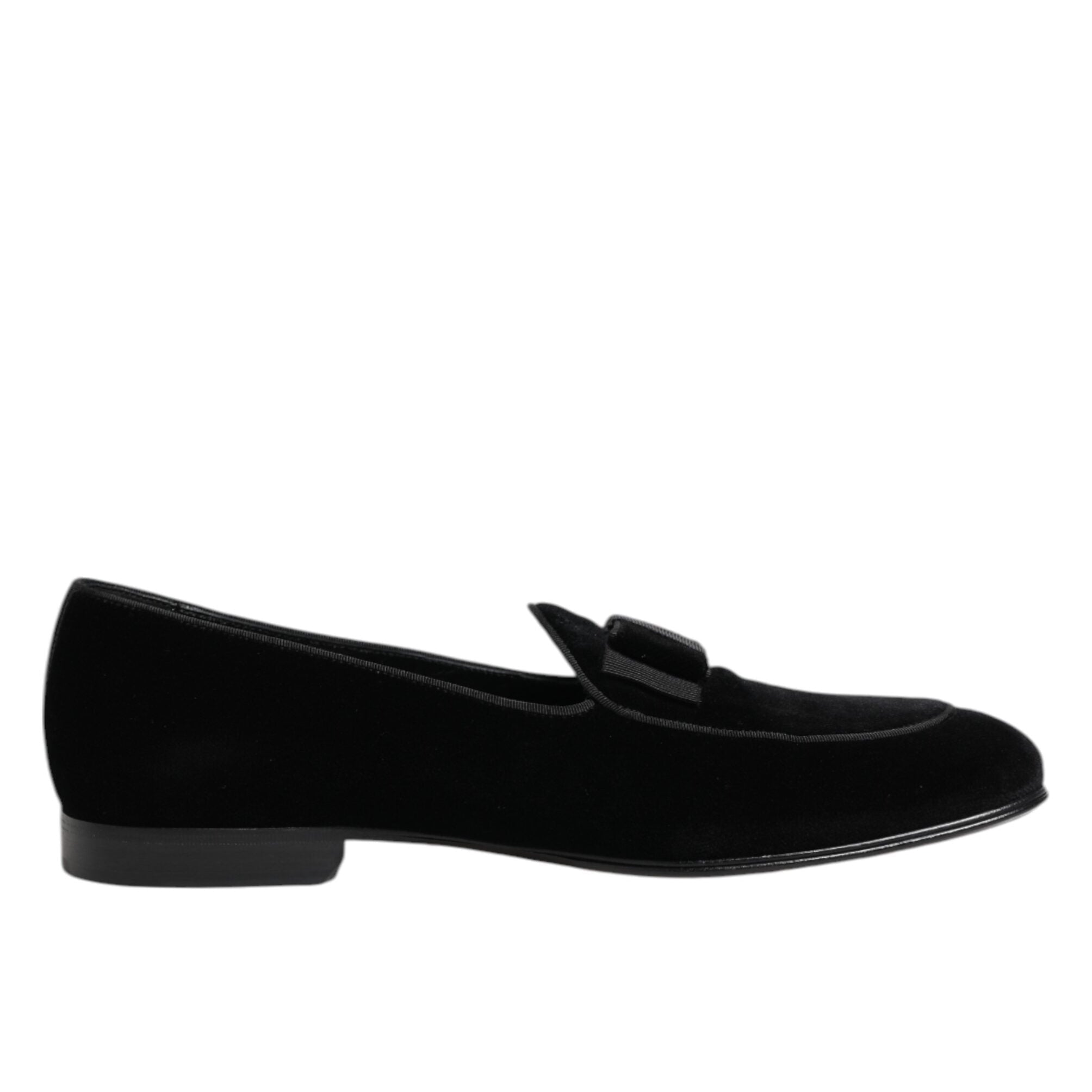 Dolce & Gabbana Black Velvet Detailed Formal Loafers