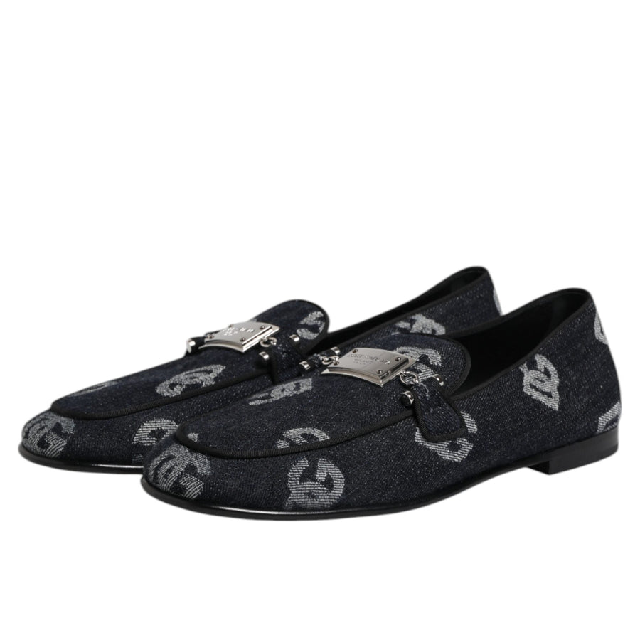 Dolce & Gabbana Blue Cotton Formal Loafers