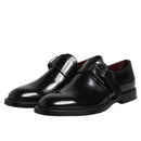 Dolce & Gabbana Black Leather Monk Strap Derby Shoes