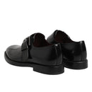 Dolce & Gabbana Black Leather Monk Strap Derby Shoes