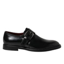 Dolce & Gabbana Black Leather Monk Strap Derby Shoes