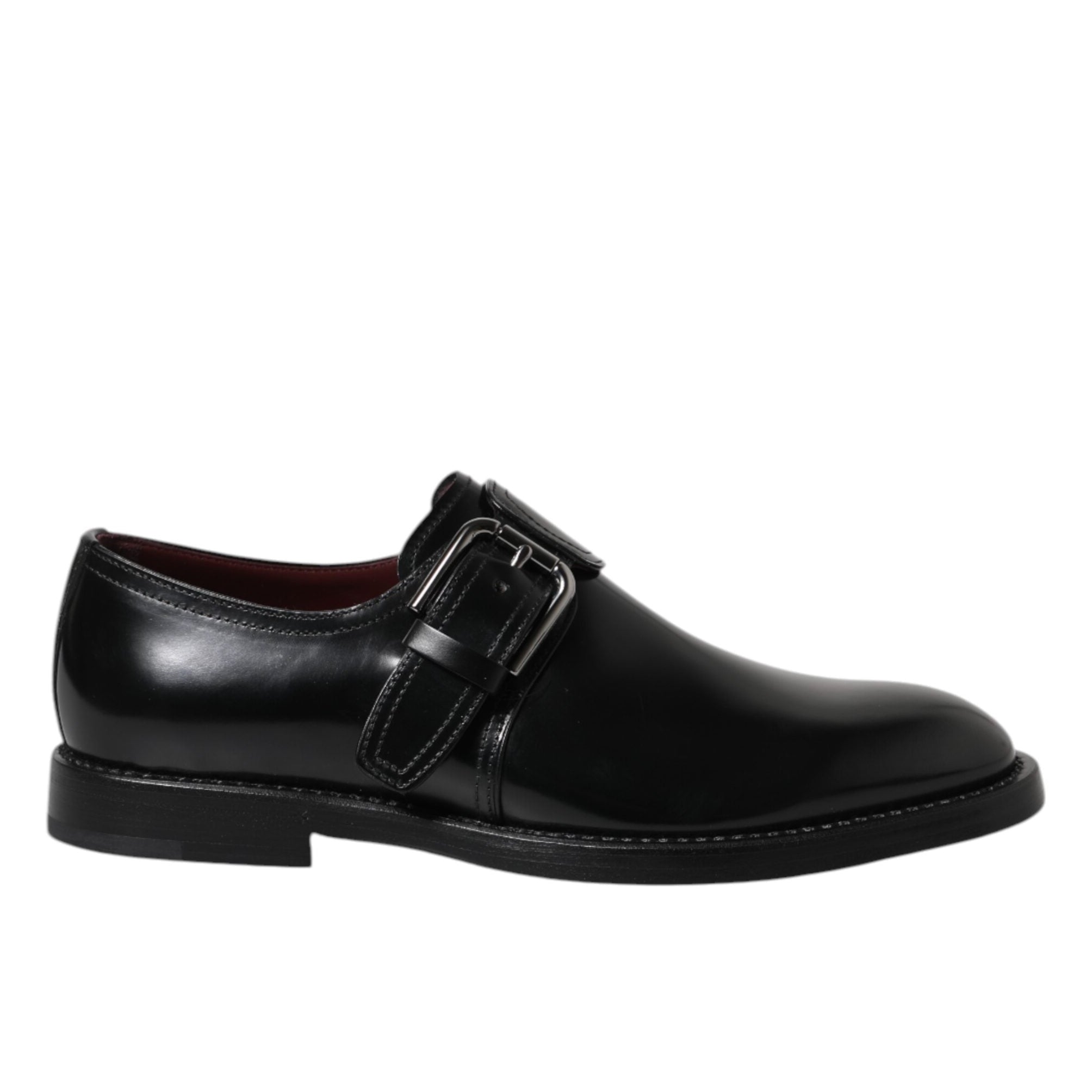 Dolce & Gabbana Black Leather Monk Strap Derby Shoes