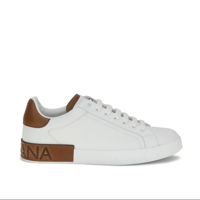 Dolce & Gabbana White & Chestnut Portofino Men's Sneakers