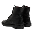Dolce & Gabbana Black Leather Lace Up Mid Calf Boots