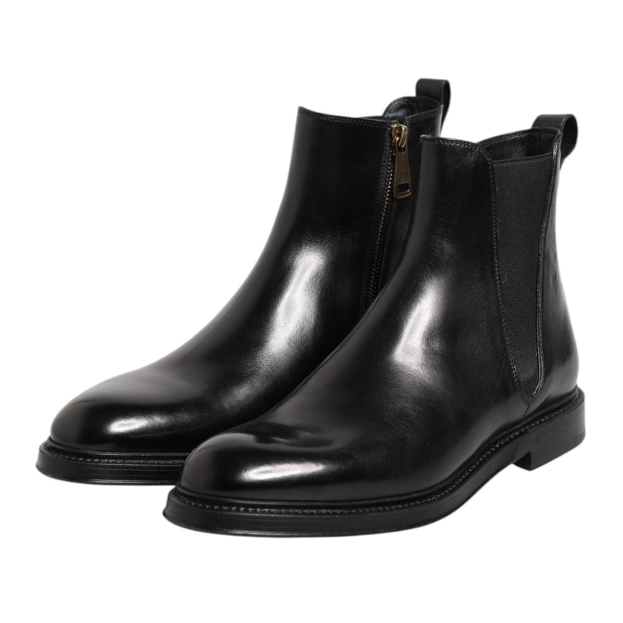 Dolce & Gabbana Black Chelsea Leather Boots