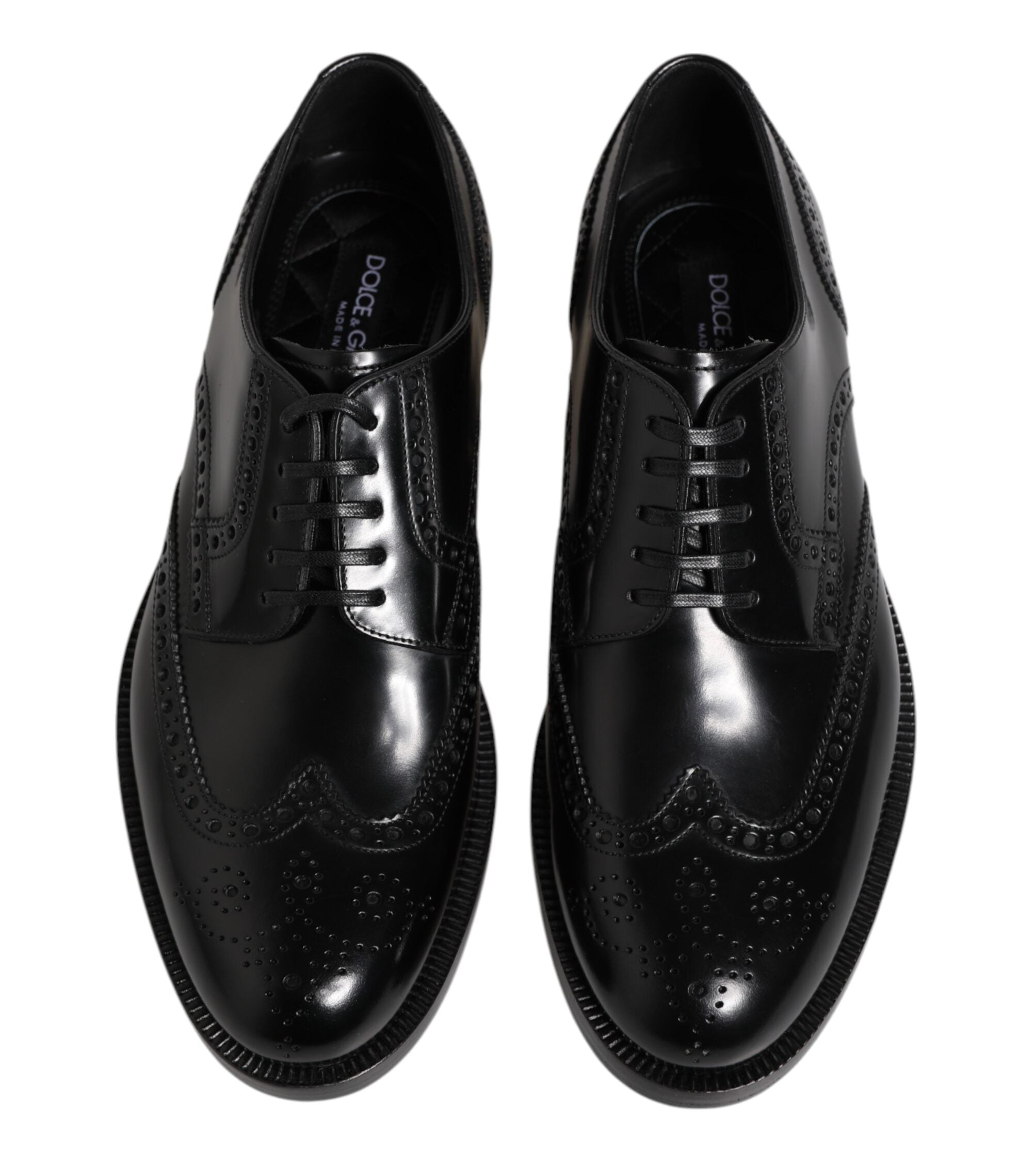 Dolce & Gabbana Black Derby Wingtip Formal Shoes