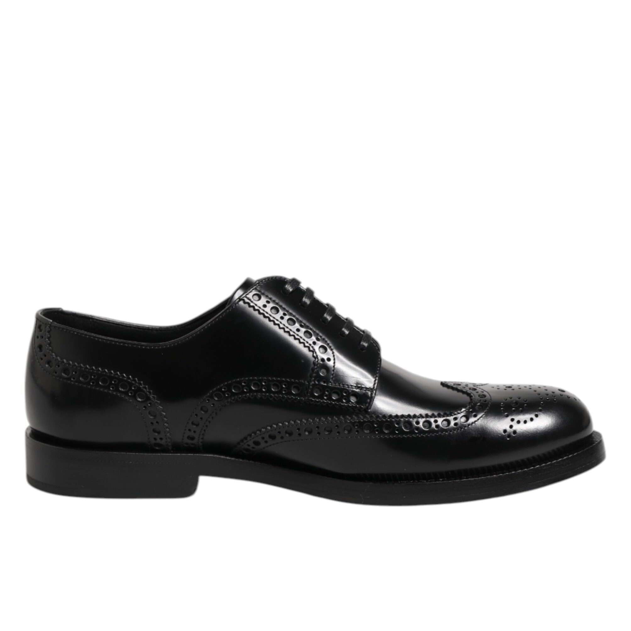 Dolce & Gabbana Black Derby Wingtip Formal Shoes