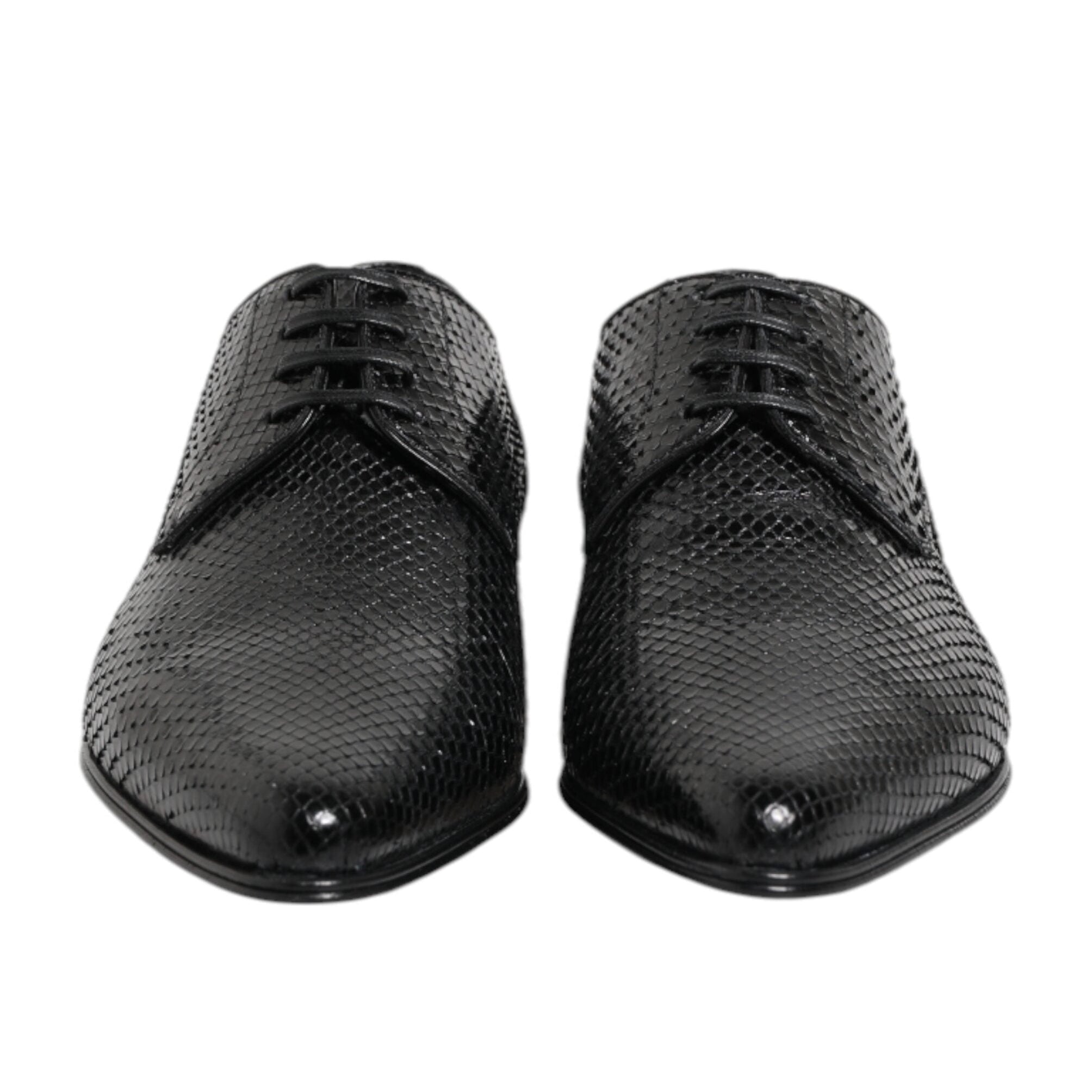 Dolce & Gabbana Black Exotic Leather Lace Up Derby Shoes